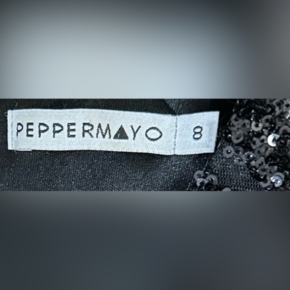 PepperMayo Sleeveless Plunging V Neck Sparkly Mini Dress in Geo Stripe Sequin - Picture 5 of 5